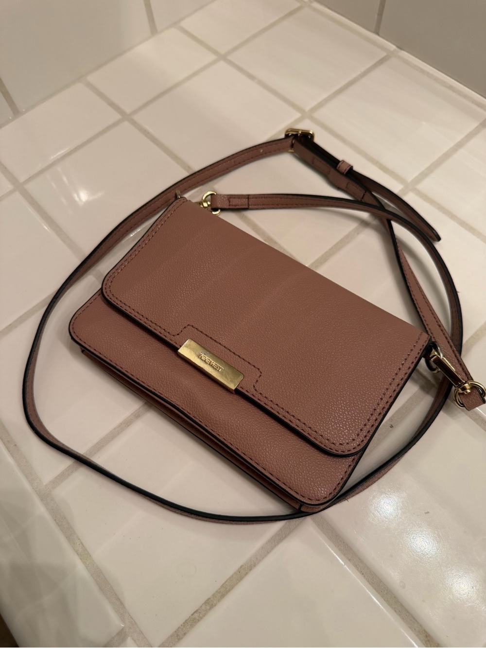 Nine West Pebbled Leather Crossbody Bag in Mauve Taupe - Picture 3 of 11